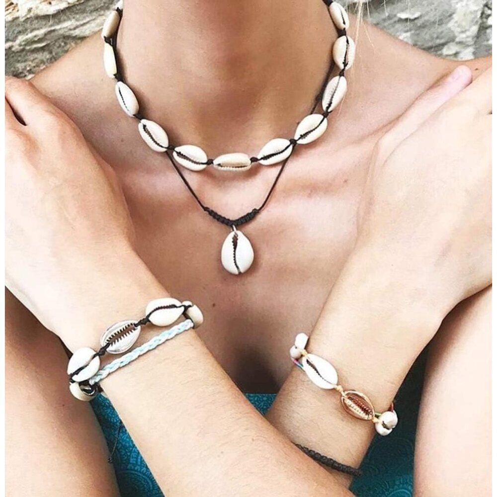 Unique Handmade Sea Shell Choker Necklace - Adjustable 14-24 Inch Summer Wear - Picture 5 of 6
